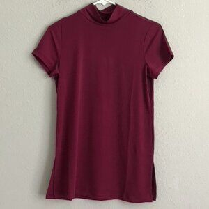 Susan Graver Modern Essentials Regular Liquid Knit Tunic - Wine (Sz XXS) a399643